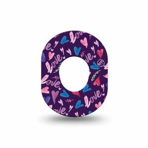 ExpressionMed Watercolor Love Dexcom G7 Mini Tape, Dexcom Stelo Glucose Biosensor System, Single Tape, Playful Hearts, CGM Adhesive Patch Design, Dexcom Stelo Glucose Biosensor System