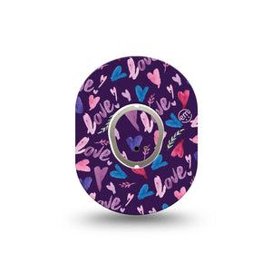 ExpressionMed Watercolor Love Dexcom G7 Mini Tape, Dexcom Stelo Glucose Biosensor System, Single Tape and Single Sticker, Playful Hearts, Patch Continuous Glucose Monitor Design