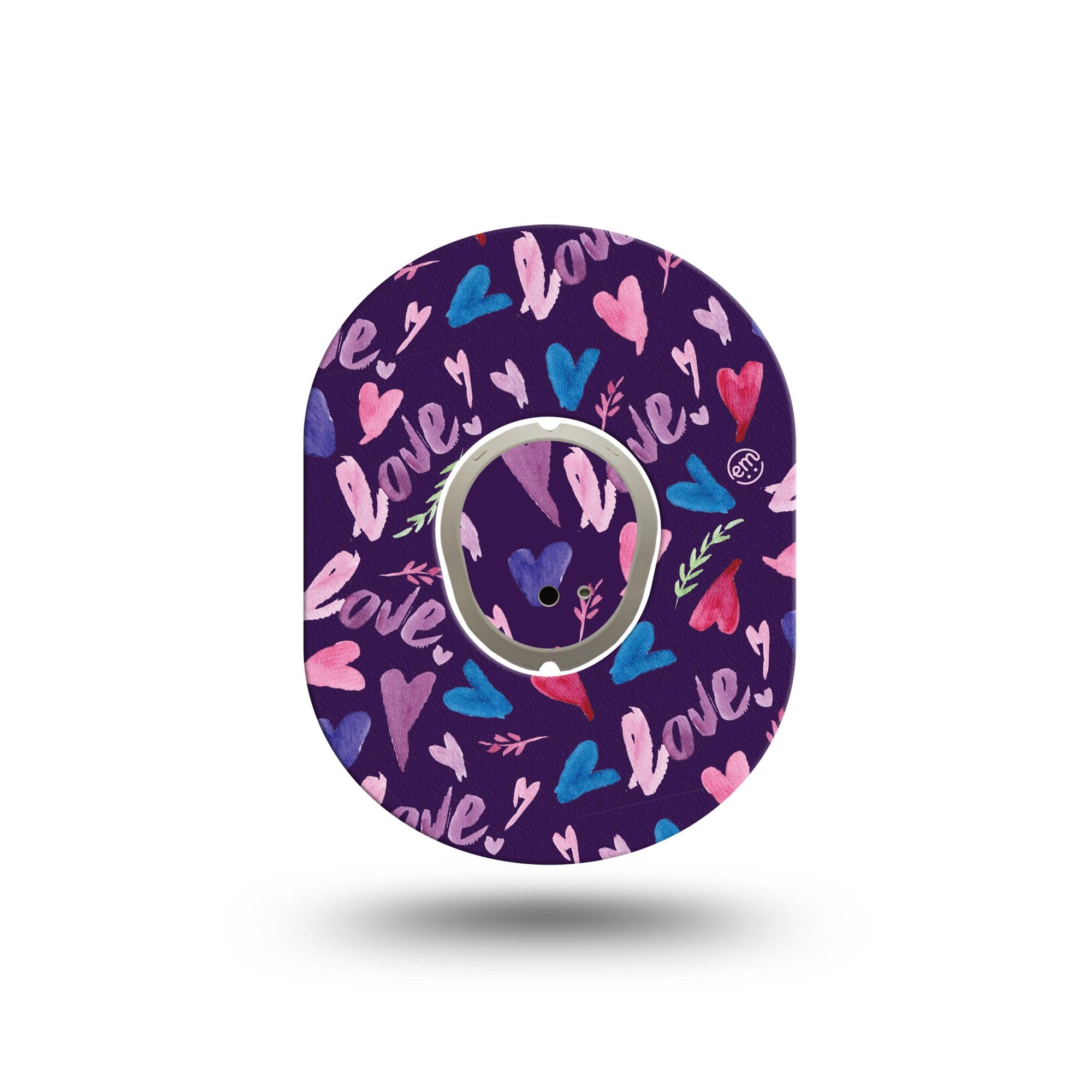 ExpressionMed Watercolor Love Dexcom G7 Mini Tape, Dexcom Stelo Glucose Biosensor System, Single Tape and Single Sticker, Playful Hearts, Patch Continuous Glucose Monitor Design