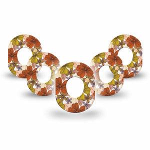 ExpressionMed Burnt Orange Floral Dexcom G7 Mini Tape, Dexcom Stelo Glucose Biosensor System, 5-Pack Tape, Orange and Yellow Floral, CGM Design, Dexcom Stelo Glucose Biosensor System