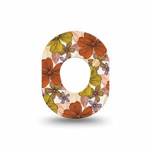 ExpressionMed Burnt Orange Floral Dexcom G7 Mini Tape, Dexcom Stelo Glucose Biosensor System, Single Tape, Orange and Yellow Floral, CGM Design, Dexcom Stelo Glucose Biosensor System