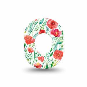 ExpressionMed Wild Poppies Dexcom G7 Mini Tape, Dexcom Stelo Glucose Biosensor System, Single Tape, Floral Blooms, CGM Adhesive Patch Design, Dexcom Stelo Glucose Biosensor System
