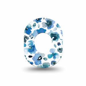 ExpressionMed Sapphire Petals Dexcom G7 Mini Tape, Dexcom Stelo Glucose Biosensor System, Single Tape, Blue Floral CGM Adhesive Patch Design, Dexcom Stelo Glucose Biosensor System