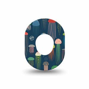 ExpressionMed Just Jellies Dexcom G7 Mini Tape, Dexcom Stelo Glucose Biosensor System, Single Tape, Mulitcolored Jellyfish Floating Upwards, Dexcom Stelo Glucose Biosensor System