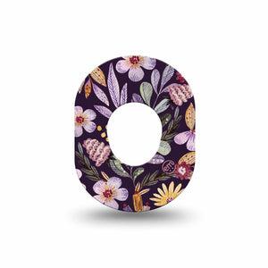 ExpressionMed Moody Blooms Dexcom G7 Mini Tape, Dexcom Stelo Glucose Biosensor System, Single Tape, Purple Floral Pattern, Dexcom Stelo Glucose Biosensor System