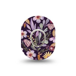 ExpressionMed Moody Blooms Dexcom G7 Mini Tape, Dexcom Stelo Glucose Biosensor System, Single Tape and Single Sticker, Purple Floral Pattern, Patch Continuous Glucose Monitor Design