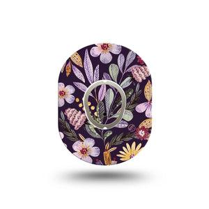 ExpressionMed Moody Blooms Dexcom G7 Mini Tape, Dexcom Stelo Glucose Biosensor System, Single Tape and Single Sticker, Purple Floral Pattern, Patch Continuous Glucose Monitor Design