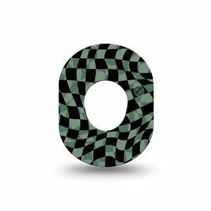 ExpressionMed Green & Black Checkerboard Dexcom G7 Mini Tape, Dexcom Stelo Glucose Biosensor System, Single Tape, Wavy Checkerboard Design, Dexcom Stelo Glucose Biosensor System