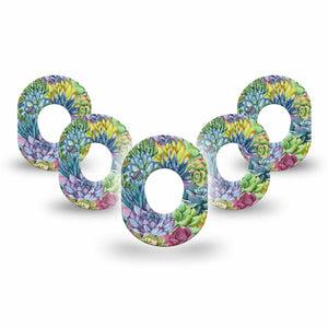 ExpressionMed Blue Succulents Dexcom G7 Mini Tape, Dexcom Stelo Glucose Biosensor System, 5-Pack Tape, Tiny Cactus Design, Dexcom Stelo Glucose Biosensor System