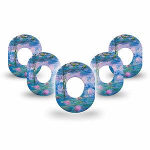 ExpressionMed Monet Water Lilies Dexcom G7 Star Shape Tape, Dexcom Stelo Glucose Biosensor System, 5-Pack Tape Serene Water, Adhesive Tape CGM Design