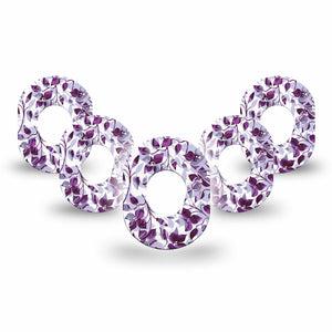ExpressionMed Textured Petals Dexcom G7 Mini Tape, Dexcom Stelo Glucose Biosensor System, 5-Pack Tape, Purple and Grey Vines Inspired Tape, Dexcom Stelo Glucose Biosensor System