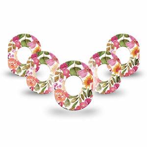 ExpressionMed Spring Bouquet Dexcom G7 Mini Tape, Dexcom Stelo Glucose Biosensor System, 5-Pack Tape, Orange Floral Plaster Design, Dexcom Stelo Glucose Biosensor System