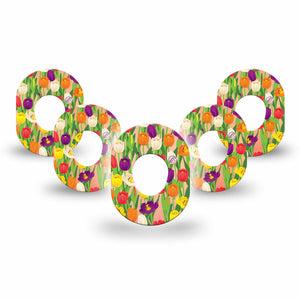 ExpressionMed Tulips Dexcom G7 Mini Tape, Dexcom Stelo Glucose Biosensor System, 5-Pack Tape, Tulip Floral Overlay Design, Dexcom Stelo Glucose Biosensor System