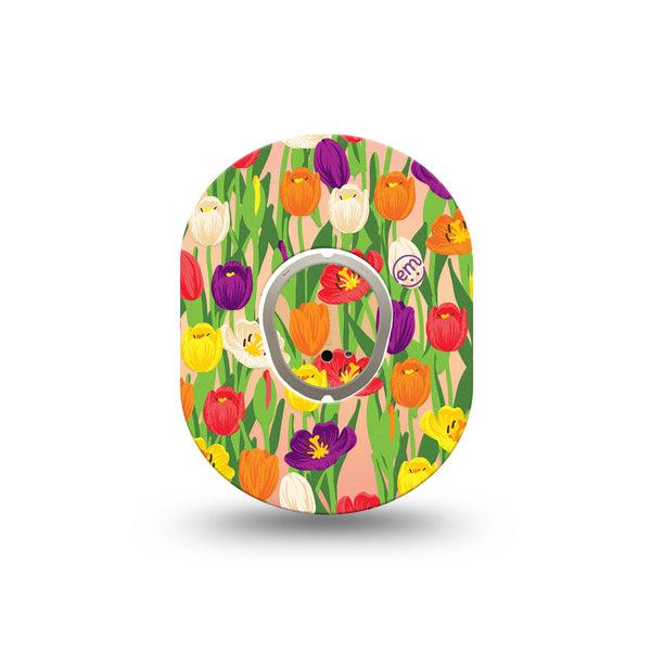 ExpressionMed Tulips Dexcom G7 Mini Tape, Dexcom Stelo Glucose Biosensor System, Single Tape and Single Sticker, Dutch Tulip Inspired, Patch Continuous Glucose Monitor Design