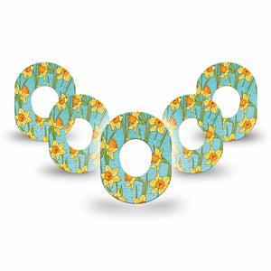 ExpressionMed Daffodils Dexcom G7 Mini Tape, Dexcom Stelo Glucose Biosensor System, 5-Pack Tape, Yellow Daffodil Adhesive Tape Design, Dexcom Stelo Glucose Biosensor System