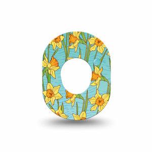 ExpressionMed Daffodils Dexcom G7 Mini Tape, Dexcom Stelo Glucose Biosensor System, Single Tape, Spring Floral Fixing Ring, Dexcom Stelo Glucose Biosensor System