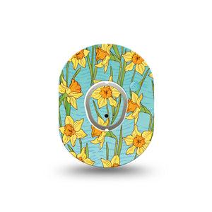 ExpressionMed Daffodils Dexcom G7 Mini Tape, Dexcom Stelo Glucose Biosensor System, Single Tape and Single Sticker, Spring Floral Inspired, Patch Continuous Glucose Monitor Design