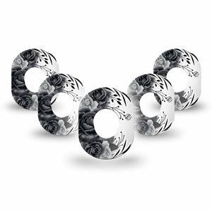 ExpressionMed Tattoo Rose Dexcom G7 Mini Tape, Dexcom Stelo Glucose Biosensor System, 5-Pack Tape, Roses Tattoo Plaster Design, Dexcom Stelo Glucose Biosensor System