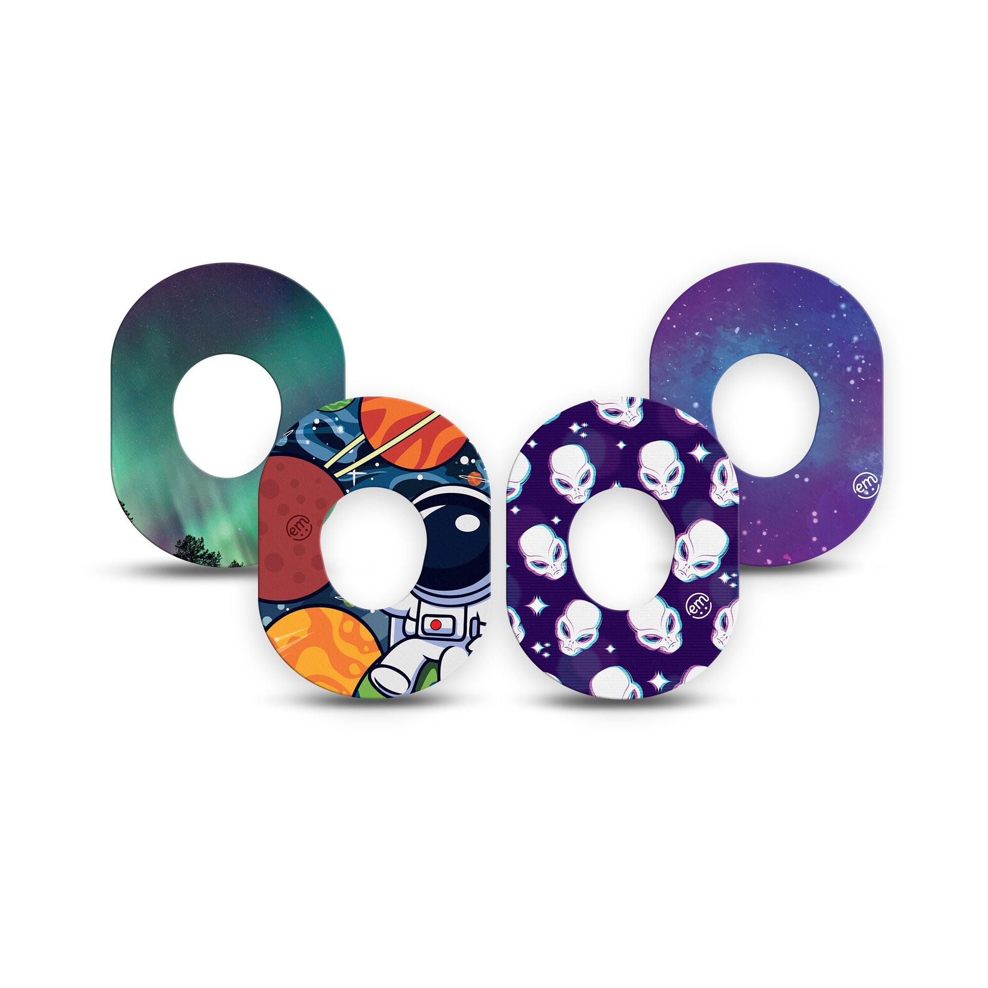 ExpressionMed Abduction Variety Pack Dexcom G7 Mini Tape, Dexcom Stelo Glucose Biosensor System, 4-Pack Tape Variety Purple Classic Alien Theme,  Patch Continuous Glucose Monitor Design