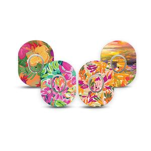 ExpressionMed Tangerine Tropics Variety Pack Dexcom G7 Mini Tape, Dexcom Stelo Glucose Biosensor System, 4-Pack Tape and 4-Pack Sticker Variety Beach Vacation Theme, Patch Continuous Glucose Monitor Design