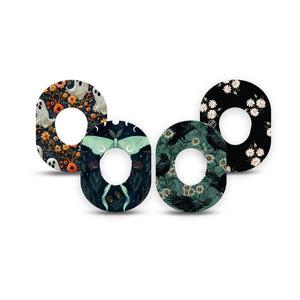 ExpressionMed Gothic Wilderness Dexcom G7 and Dexcom Stelo Glucose Biosensor System Mini, 4-Pack Tape gothic botanical artwork Fixing Ring Patch for Continuous Glucose Monitor
