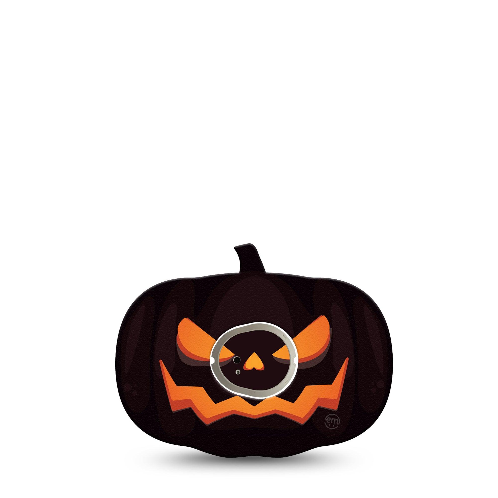 ExpressionMed Scary Pumpkin Dexcom G7 Sticker and Tape, Dexcom Stelo Glucose Biosensor System,  Black Jack-o-Lantern Pumpkin Vinyl Sticker and Tape Pairing Continuous Glucose Monitor Design