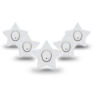 ExpressionMed White Dexcom G7 Star Shape Tape, Dexcom Stelo Glucose Biosensor System,  5-Pack Tape and 5-Pack Sticker Fresh Tone, Overlay Patch CGM Design