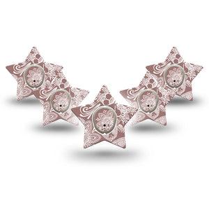 ExpressionMed Henna Dexcom G7 Star Shape Tape, Dexcom Stelo Glucose Biosensor System, 5-Pack Tape and 5-Pack Sticker Henna Art Plaster CGM Design