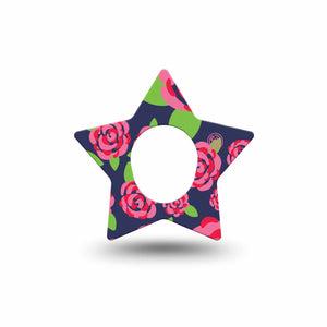 ExpressionMed Pretty Pink Roses Dexcom G7 Star Shape Tape, Dexcom Stelo Glucose Biosensor System, Single Tape Elegant Roses, Adhesive Tape CGM Design