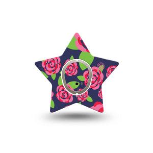 ExpressionMed Pretty Pink Roses Dexcom G7 Star Shape Tape, Dexcom Stelo Glucose Biosensor System, Single Tape and Single Sticker Blush Roses, Adhesive Tape CGM Design