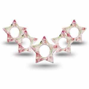 ExpressionMed Ethereal Spring Dexcom G7 Star Shape 5-Pack Ethereal Flowers Overlay Tape CGM Design, Dexcom Stelo Glucose Biosensor System