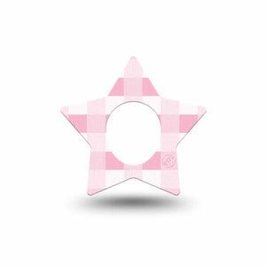 ExpressionMed Pink Gingham Dexcom G7 Star Shape Tape, Dexcom Stelo Glucose Biosensor System,  Single Tape Stylish Gingham, Overlay Patch CGM Design