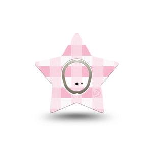 ExpressionMed Pink Gingham Dexcom G7 Star Shape Tape, Dexcom Stelo Glucose Biosensor System,  Single Tape and Single Sticker Classic Gingham, Overlay Patch CGM Design