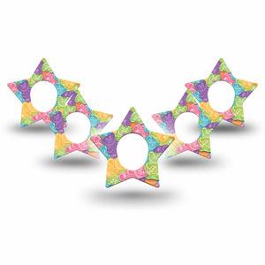 ExpressionMed Gummy Bears Dexcom G7 Star Shape Tape, Dexcom Stelo Glucose Biosensor System, 5-Pack Jelly Sweets Overlay Patch CGM Design