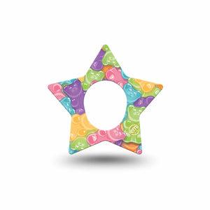 ExpressionMed Gummy Bears Dexcom G7 Star Shape Tape, Dexcom Stelo Glucose Biosensor System,  Single Tape Bear-Shaped Overlay Patch CGM Design