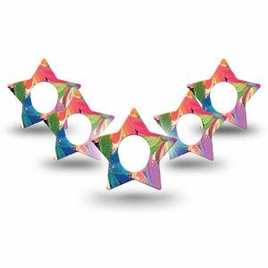 ExpressionMed Flower Song Dexcom G7 Star Shape 5-Pack Painted Daisies by Etta Vee Overlay Tape CGM Design, Dexcom Stelo Glucose Biosensor System