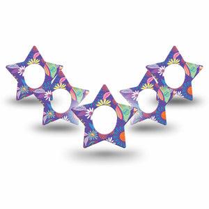 ExpressionMed Purple Flower Dexcom G7 Star Shape 5-Pack Exclusive Etta Vee Art Overlay Tape CGM Design, Dexcom Stelo Glucose Biosensor System