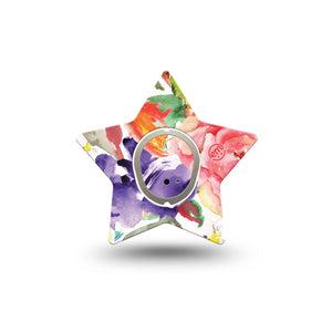 ExpressionMed Floral Art Dexcom G7 Star Shape Single Wildflower motif Overlay Tape CGM Design, Dexcom Stelo Glucose Biosensor System with center sticker