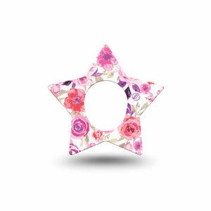 ExpressionMed Romantic Blooms Dexcom G7 Star Shape Tape Single Botanical Pattern Overlay Tape CGM Design, Dexcom Stelo Glucose Biosensor System
