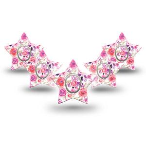 ExpressionMed Romantic Blooms Dexcom G7 Star Shape Tape 5-Pack Tape and 5-Pack Sticker Watercolor Flowers Overlay Tape CGM Design, Dexcom Stelo Glucose Biosensor System
