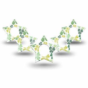 ExpressionMed Clover Pile Dexcom G7 Star Shape Tape, Dexcom Stelo Glucose Biosensor System,  5-Pack Tape Irish Clover Petals, Overlay Patch CGM Design