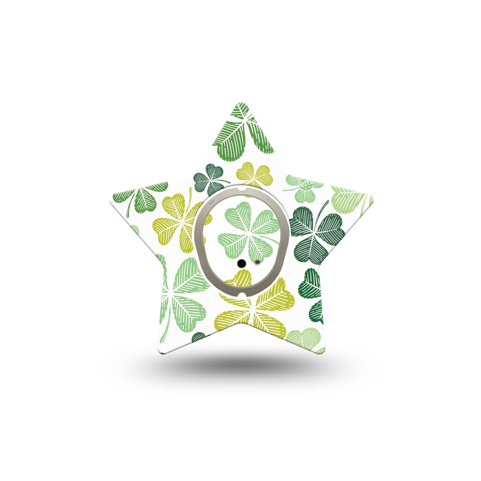 ExpressionMed Clover Pile Dexcom G7 Star Shape Tape, Dexcom Stelo Glucose Biosensor System,  Single Tape and Single Sticker Pastel Colored Shamrock, Overlay Patch CGM Design