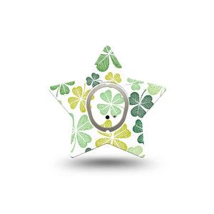 ExpressionMed Clover Pile Dexcom G7 Star Shape Tape, Dexcom Stelo Glucose Biosensor System,  Single Tape and Single Sticker Pastel Colored Shamrock, Overlay Patch CGM Design