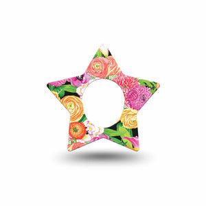 ExpressionMed Hand Painted Flowers Dexcom G7 Star Shape Tape, Dexcom Stelo Glucose Biosensor System, Single Tape Floral Art, Overlay Patch CGM Design