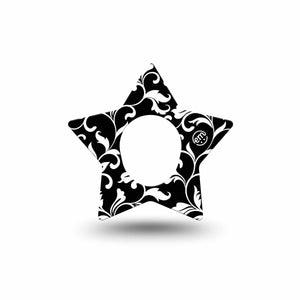 ExpressionMed Fleur de lis Dexcom G7, Dexcom Stelo Glucose Biosensor System, Star Shape Tape Single classy flowers Overlay Tape CGM Design