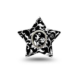 ExpressionMed Fleur de lis Dexcom G7, Dexcom Stelo Glucose Biosensor System, Star Shape Tape Single Sticker and Tape classy flowers Overlay Tape CGM Design