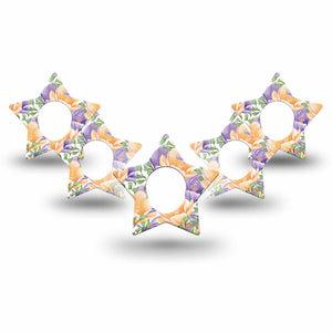 ExpressionMed Crocus Flowers Dexcom G7 Star Shape 5-Pack crocus flowers Overlay Tape CGM Design, Dexcom Stelo Glucose Biosensor System