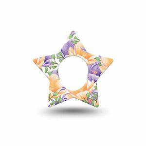 ExpressionMed Crocus Flowers Dexcom G7 Star Shape Single purple crocus Overlay Tape CGM Design, Dexcom Stelo Glucose Biosensor System