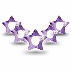 ExpressionMed Purple Storm Dexcom G7 Star Shape Tape, Dexcom Stelo Glucose Biosensor System, 5-Pack lacy purple looking texture Overlay Tape CGM Design