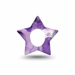 ExpressionMed Purple Storm Dexcom G7, Dexcom Stelo Glucose Biosensor System, Star Shape Tape Single purple swirly cloud Overlay Tape CGM Design